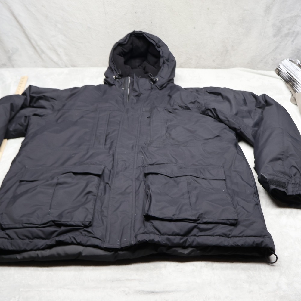 Eddie Bauer Down Jacket Mens XL Black WeatherEdge Wind Rain Insulated Parka